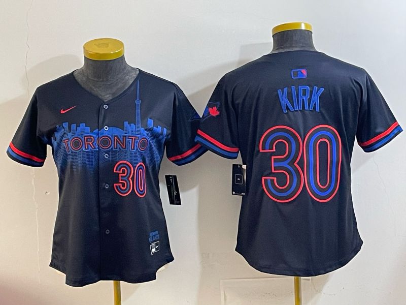 Women 2025 Toronto Blue Jays #30 Kirk black Joint Name Nike MLB Jersey style 001->women mlb jersey->Women Jersey